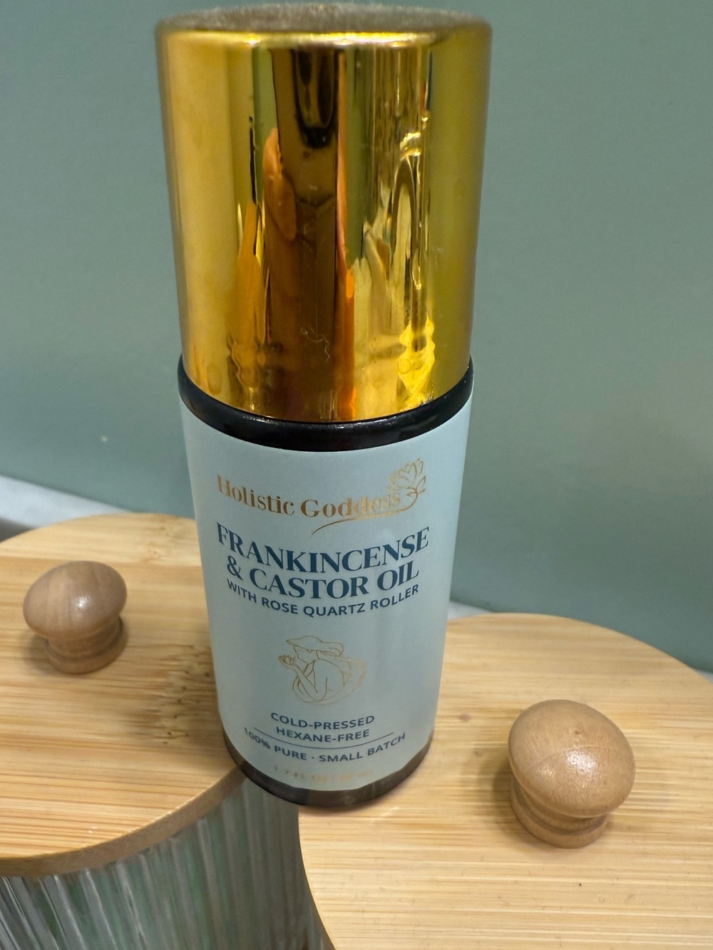 Holistic Goddess Frankincense & Castor Oil Rose Quartz Roller